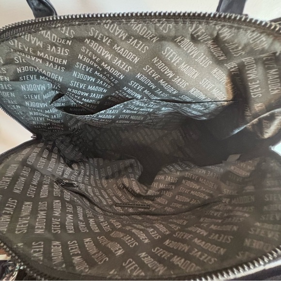 STEVE MADDEN Bowler Quilted Bag Top Handle and Crossbody Strap Vegan Leather - Picture 10 of 14